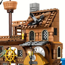 Criativo Conjunto de Blocos de Construção Castelo Medieval Pirata com Ilha, Navio, Cabana de Madeira e Barco – Brinquedo para Crianças