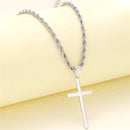 Colar Cruz de Aço Inoxidável com Corrente Torcida Banhada a Ouro ou Prata