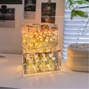 Luminária Noturna Pequena Criativa DIY com Flor de Tulipa Tridimensional em Cubo Marinho
