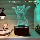 Luminária 3D Gato Fofo com Toque - 7 Cores Mutáveis