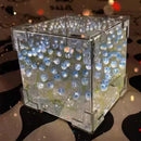 Luminária Noturna Pequena Criativa DIY com Flor de Tulipa Tridimensional em Cubo Marinho