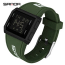 Relógio Digital LED Militar Esportivo SANDA – 5ATM à Prova D'Água, Relógio de Pulso Masculino