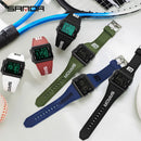 Relógio Digital LED Militar Esportivo SANDA – 5ATM à Prova D'Água, Relógio de Pulso Masculino