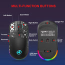 Mouse Gamer Bluetooth 3 Modos Recarregável 2.4G USB Sem Fio com Iluminação RGB para iPad, Tablet, Laptop e Computador