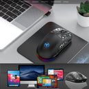 Mouse Gamer Bluetooth 3 Modos Recarregável 2.4G USB Sem Fio com Iluminação RGB para iPad, Tablet, Laptop e Computador
