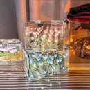 Luminária Noturna Pequena Criativa DIY com Flor de Tulipa Tridimensional em Cubo Marinho