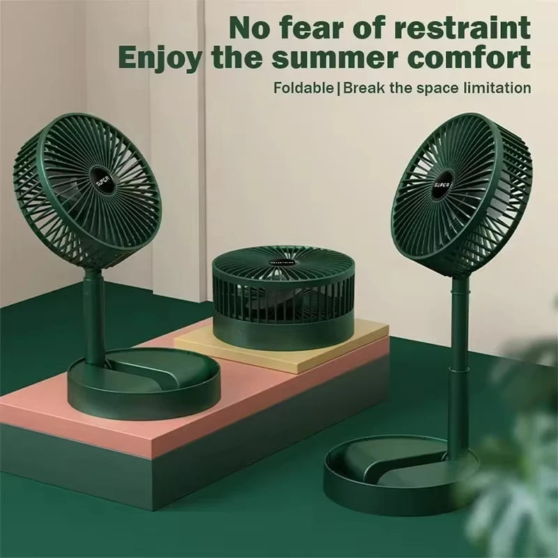 Ventilador Dobrável Ajustável USB - Portátil e Silencioso, com Altura Retrátil