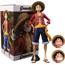 Action Figure Luffy One Piece Confiante Sorridente com Três Rosto Trocáveis - 28cm