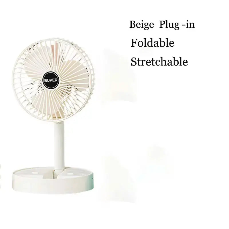 Ventilador Dobrável Ajustável USB - Portátil e Silencioso, com Altura Retrátil