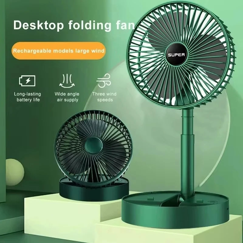 Ventilador Dobrável Ajustável USB - Portátil e Silencioso, com Altura Retrátil