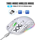 Mouse Gamer Bluetooth 3 Modos Recarregável 2.4G USB Sem Fio com Iluminação RGB para iPad, Tablet, Laptop e Computador