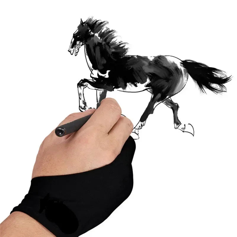 Luvas para Desenho de Dois Dedos, Pequeno/Médio/Grande Anti-toque e Anti-sujeira para Tablet, Quadro Digital, Tela de Toque, Pintura a Óleo, Suprimentos de Arte para Escritório.