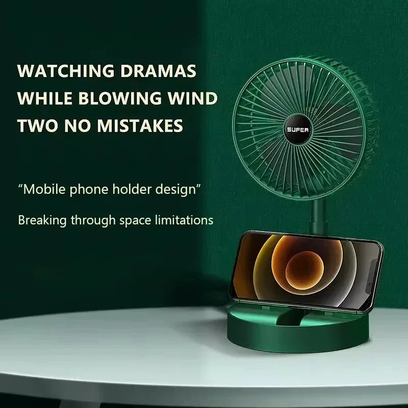 Ventilador Dobrável Ajustável USB - Portátil e Silencioso, com Altura Retrátil