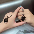 Pingente Redondo de Gato Preto - Colar de Aço Titânio 2024 Gato Preto