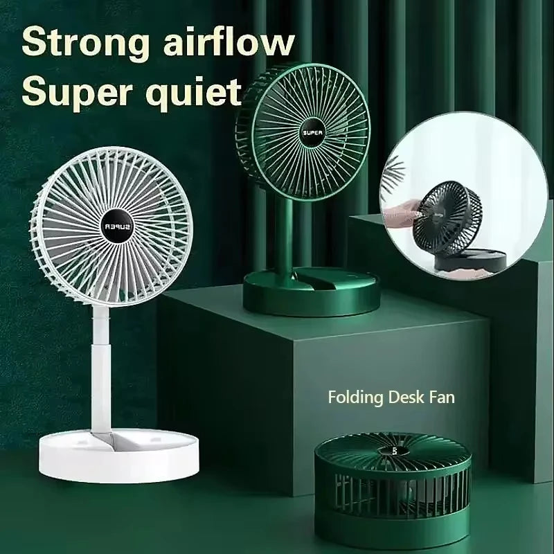 Ventilador Dobrável Ajustável USB - Portátil e Silencioso, com Altura Retrátil