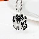 Pingente Redondo de Gato Preto - Colar de Aço Titânio 2024 Gato Preto