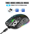 Mouse Gamer Bluetooth 3 Modos Recarregável 2.4G USB Sem Fio com Iluminação RGB para iPad, Tablet, Laptop e Computador