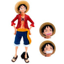 Action Figure Luffy One Piece Confiante Sorridente com Três Rosto Trocáveis - 28cm