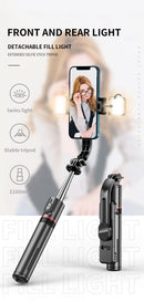 Tripé Selfie Stick com Luz LED Keelead – Bluetooth, Portátil e Ajustável (45,66 Polegadas)