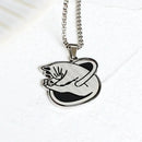 Pingente Redondo de Gato Preto - Colar de Aço Titânio 2024 Gato Preto