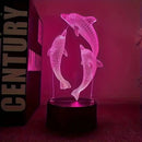 Luminária 3D Golfinhos com Toque - 7 Cores Mutáveis