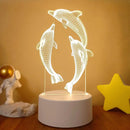 Luminária 3D Golfinhos com Toque - 7 Cores Mutáveis