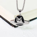 Pingente Redondo de Gato Preto - Colar de Aço Titânio 2024 Gato Preto