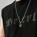 Pingente Redondo de Gato Preto - Colar de Aço Titânio 2024 Gato Preto