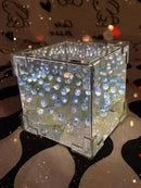 Luminária Noturna Pequena Criativa DIY com Flor de Tulipa Tridimensional em Cubo Marinho